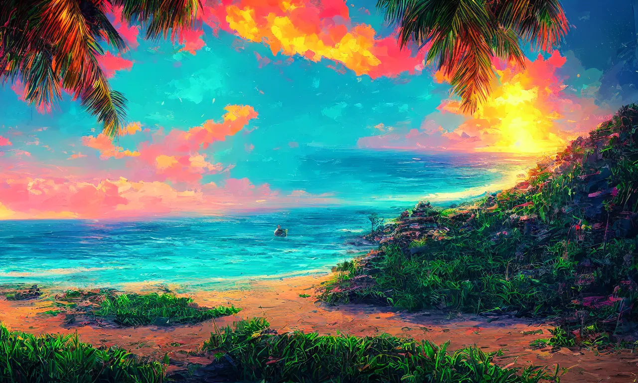 Image similar to paradise beach by alena aenami artworks in 4 k