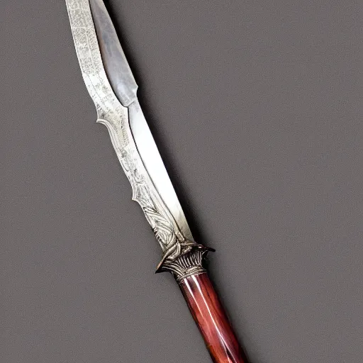 Image similar to photograph of an ornate fantasy sword with a zig-zag shaped blade