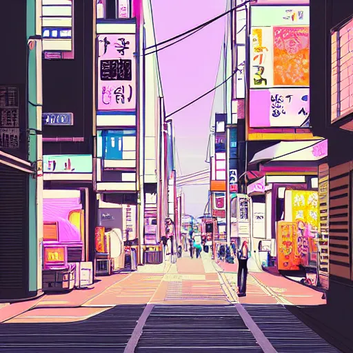 Image similar to pastel colored digital art of tokyo, trending on artstation