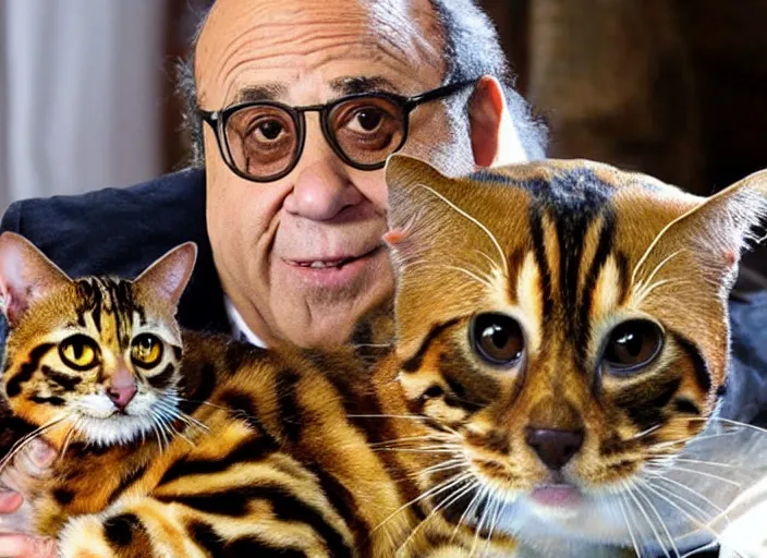 Image similar to Danny DeVito as a bengal cat