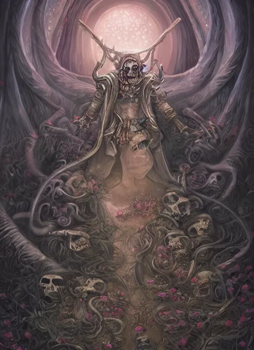 Image similar to fineart illustration of the necromancer, hyper detailed, fantasy surrealism, crisp