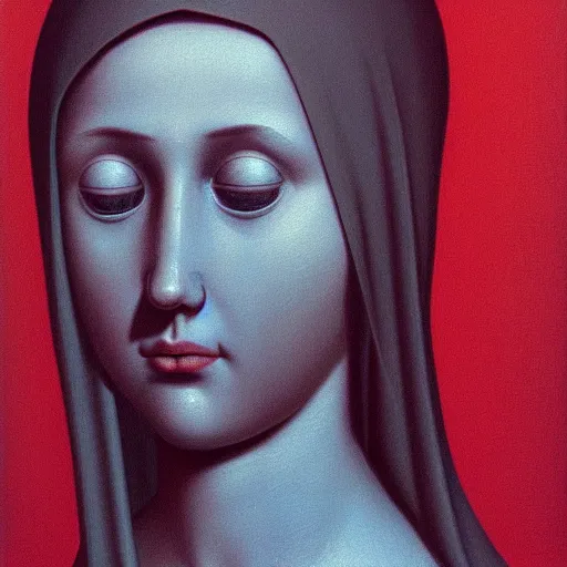 Image similar to portrait of a holy catholic female saint, trending on art station, 4k UHD, 8k, painting illustration, high detail by zdzisław beksiński