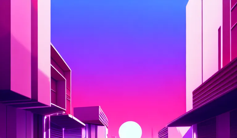 Image similar to a beautiful and immaculate futuristic city. view from an alleyway. vaporwave ombre rendering. outrun style. trending on artstation. recommended for you behance. by chris moore. beeple colors.