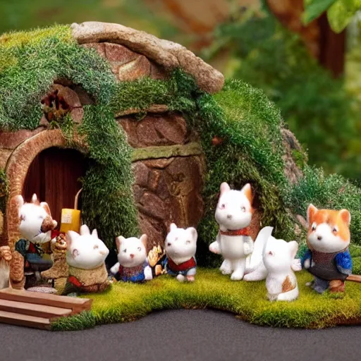 Image similar to lord of the rings calico critters in the shire