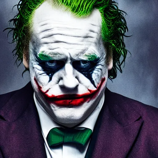 Image similar to the joker movie scene boris johnson as the joker, super villain, dc comics, marvel, photorealistic, villain, 8 k