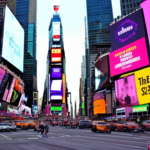 Prompt: Times Square, all the billboards are showing a massive advertisement for SCRUNGY BINGUS