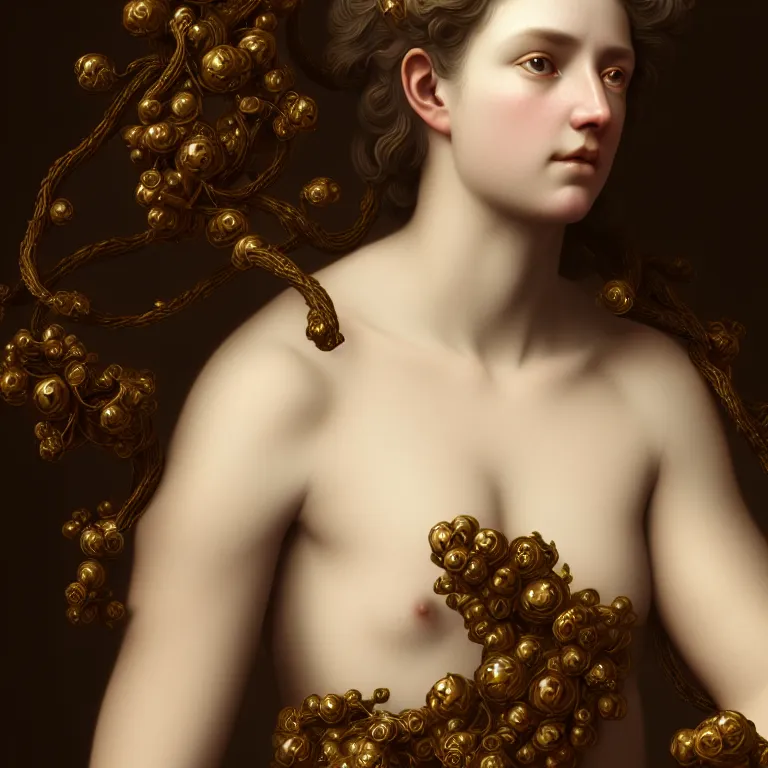 Prompt: princess of vines with a clear skin by roberto ferri, ornate 8 k gorgeous intricate detailed octane render