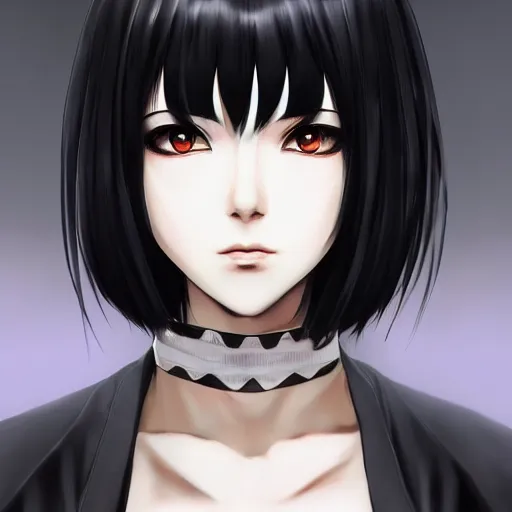 Image similar to heroine, beautiful, sui ishida with black hair art manga, hyperrealistic, highly detailed, a real photographic, digital art, 8 k, character, realistic, portrait, female samurai, symatrical, dark atmospheric lighting, artstation, symetric, lineart