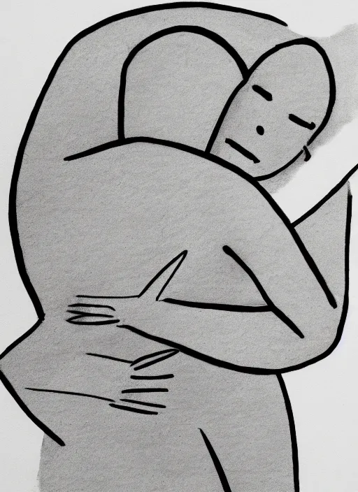 Image similar to art illustration of a minimalist modern drawing of a hug made