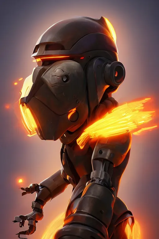 Image similar to epic mask helmet robot ninja portrait stylized as fornite style game design fanart by concept artist gervasio canda, behance hd by jesper ejsing, by rhads, makoto shinkai and lois van baarle, ilya kuvshinov, rossdraws global illumination radiating a glowing aura global illumination ray tracing hdr render in unreal engine 5