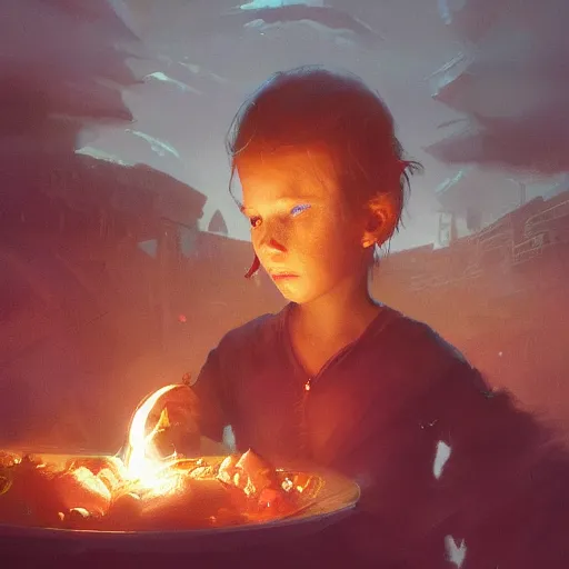 Prompt: an otherworldly being is eating a bowl of tiny humans, dramatic lighting, cinematic, establishing shot, extremly high detail, photorealistic, cinematic lighting, artstation, style by greg rutkowski