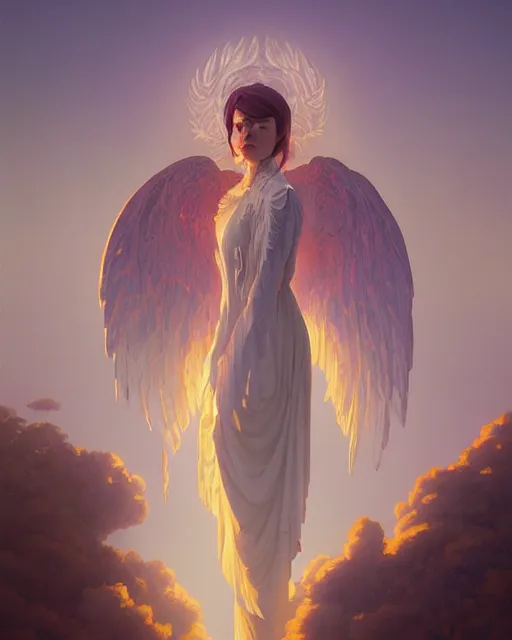 Image similar to highly detailed surreal vfx portrait of a decending seraphim upon the earth, stephen bliss, unreal engine, greg rutkowski, loish, rhads, beeple, makoto shinkai and lois van baarle, ilya kuvshinov, rossdraws, tom bagshaw, alphonse mucha, global illumination, detailed and intricate environment