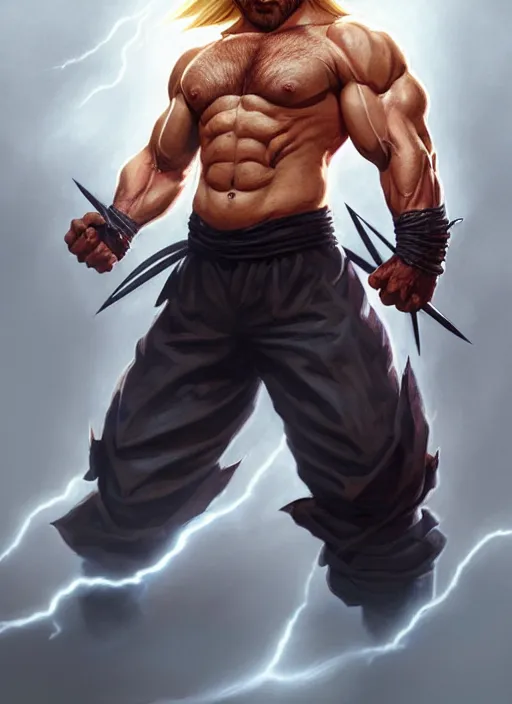 Prompt: portrait of aggressive chuck norris going super saiyan, d & d, muscular! storm! fantasy, intricate, elegant, highly detailed, digital painting, artstation, concept art, smooth, sharp focus, illustration, art by artgerm and greg rutkowski and alphonse mucha