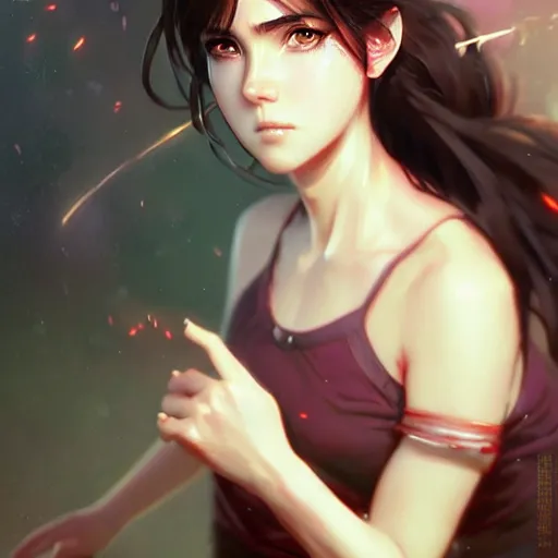 Image similar to jennifer connelly as a beautiful anime girl by wlop and greg rutkowski