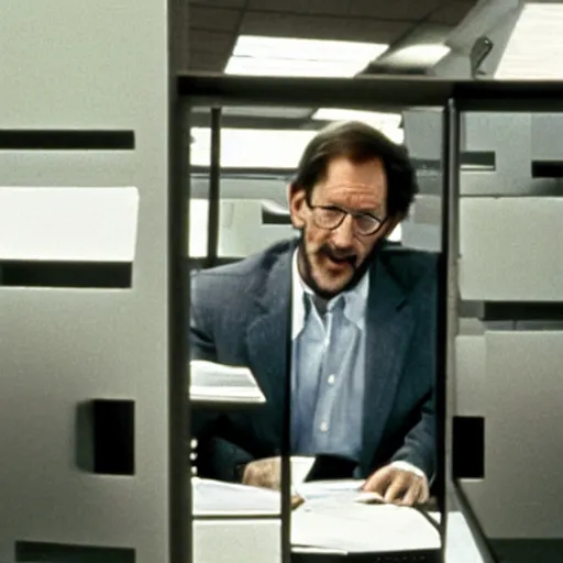 Prompt: spielberg's e.t. Working as an accountant in an office cubicle