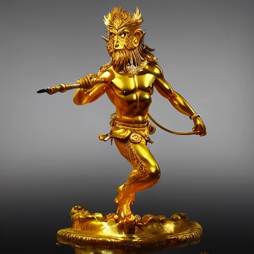 Prompt: golden statue of monkey king, powerful, hd