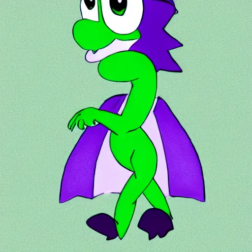 Image similar to anthropomorphic light green yoshi wearing a purple jacket, black shirt, purple skirt, purple heels, nintendo, digital art, deviantart