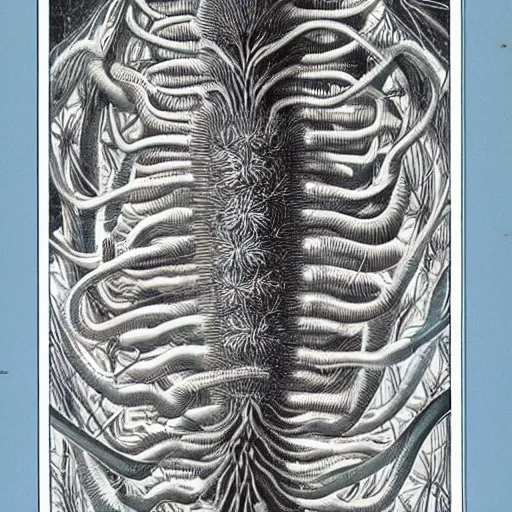Prompt: vintage magazine advertisement depicting a nerve plant on an old crt television, by alex grey and ernst haeckel