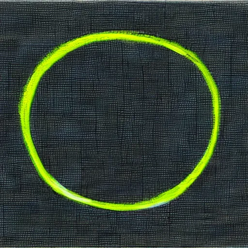 Prompt: a green ring on black canvas, very wide brush