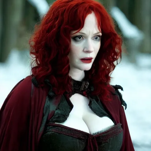 Image similar to photo of christina hendricks as a vampire warrior with daggers