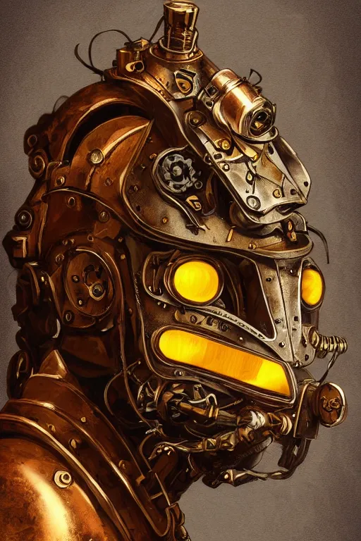 Image similar to steampunk helmet fantasy art mask robot ninja stylized digital illustration sharp focus, elegant intricate digital painting artstation concept art global illumination ray tracing advanced technology chaykin howard and campionpascale and cooke darwyn and davis jack