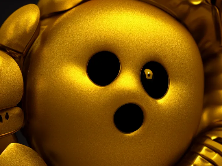 Image similar to sad golden smiley, trending on artstation, octane render, insanely detailed, 8 k, hd