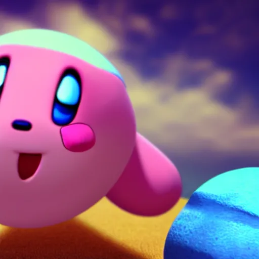 Image similar to kirby with realistic human feet, 4 k, hyper realistic, dslr, high resolution, landscape, beautiful