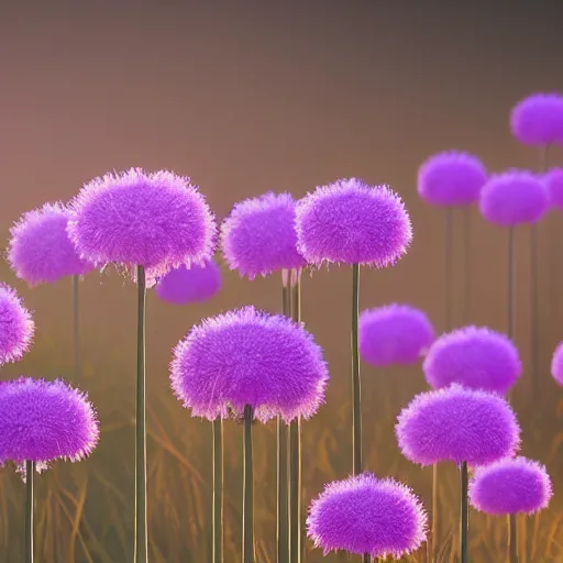 Prompt: allium flowers in a forest, golden hours, wilderness, cinematic lighting, trending on artstation