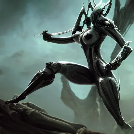 Image similar to beautiful and stunning giant female warframe, doing an elegant pose, looming over ant pov, about to step on and pov, slick elegant design, sharp claws, detailed shot, feet and hands, highly detailed art, epic cinematic shot, realistic, professional digital art, high end digital art, DeviantArt, artstation, Furaffinity, 8k HD render, epic lighting, depth of field