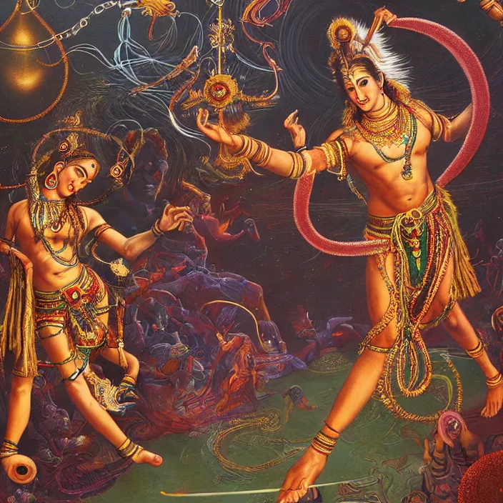 Prompt: shiva dancing, art by james c. christensen and keith parkinson