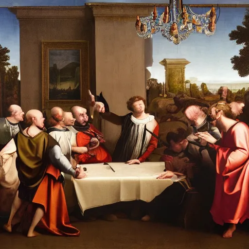 Image similar to hook nosed people plotting bad things inside white house, renaissance painting