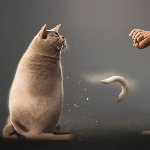Image similar to A cat slapping a seal, cinematic lighting, digital art, trending on artstation