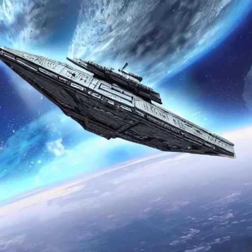 Prompt: Star Destroyer flying in space
