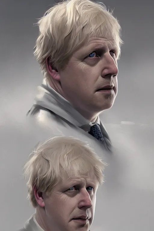 Image similar to Boris Johnson as Lord Voldemort, Boris Johnson hairstyle, masculine figure, highly detailed, digital painting, artstation, concept art, smooth, sharp focus, illustration, cinematic lighting, art by artgerm and greg rutkowski and alphonse mucha