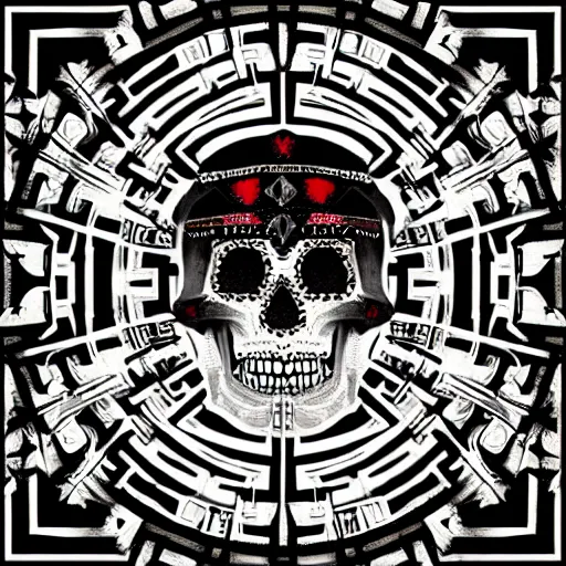 Prompt: aztec skull, fractal punk