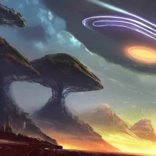 Prompt: a beautiful landscape on a halo ring :: Halo game concept art