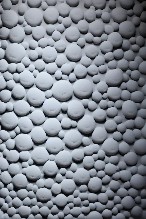 Prompt: floating, large white abstract blob shapes by daniel arsham, smooth, all white features on a white background