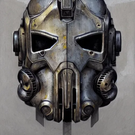 Prompt: fallout power armor as a realistic cyberpunk knight, closeup portrait art by donato giancola and greg rutkowski, realistic face, digital art, trending on artstation, symmetry!!, skull helmet