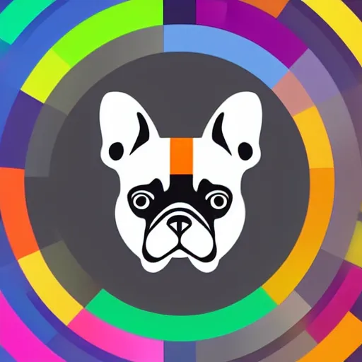 Image similar to colour emoji of a french bulldog, digital icon
