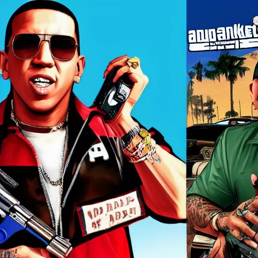 Image similar to daddy yankee in gta v cover art by steven bliss, cover art, box art, loading screen