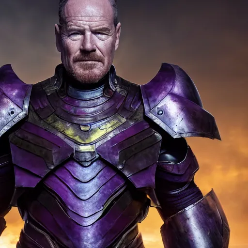 Image similar to bryan cranston wearing thanos armour, hd 4 k photo