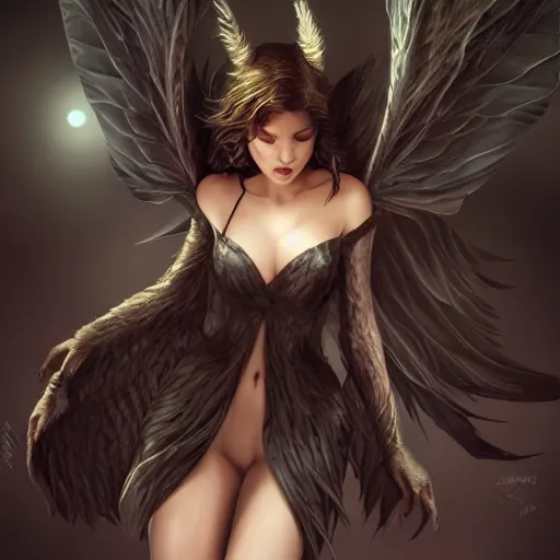 Prompt: manbat with huge wings flies, moonlit night, fantasy, wide angle, 8 k, high definition, insanely detailed, intricate, elegant,, professionally retouched, soft lighting, art by artgerm and wlop