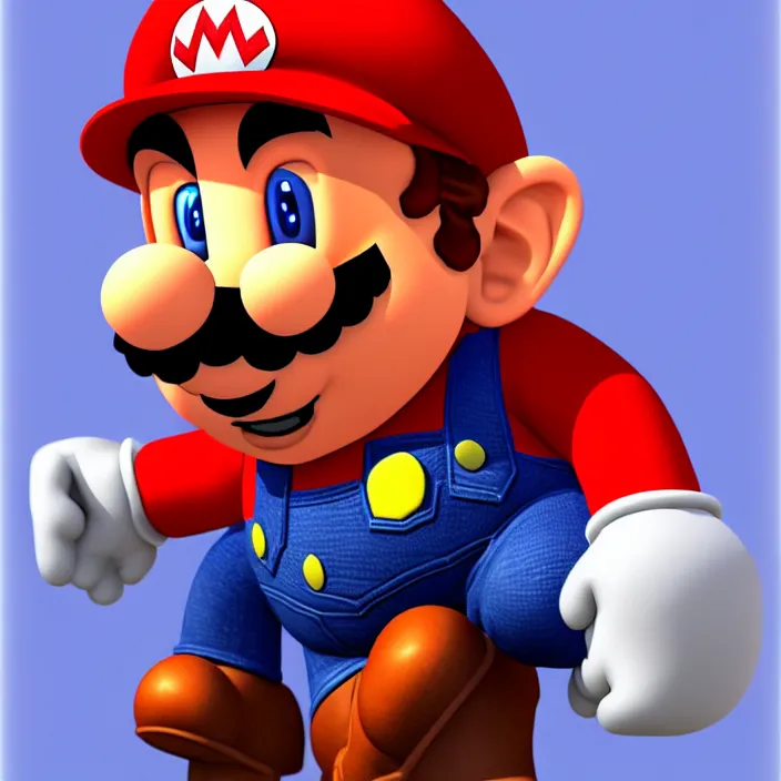 Image similar to hyperrealistic rendering of depressed! mario