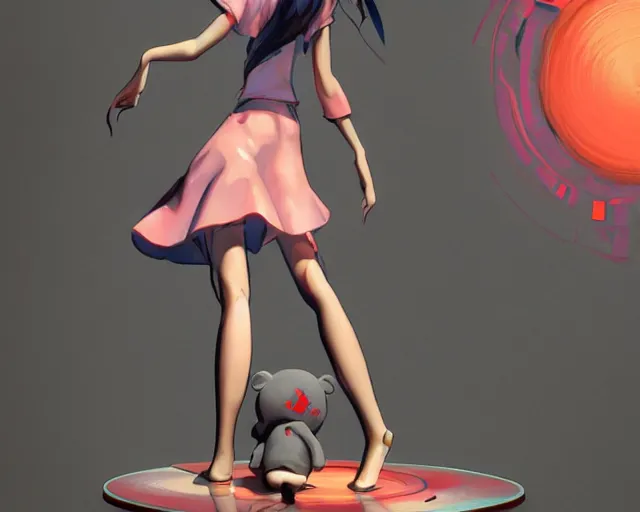 Prompt: James Jean isolated cheerful tomboy vinyl figure concept art, figure photography unreal engine, smooth sharp focus, holographic undertones, anime stylized, high detail, ethereal lighting - H 640