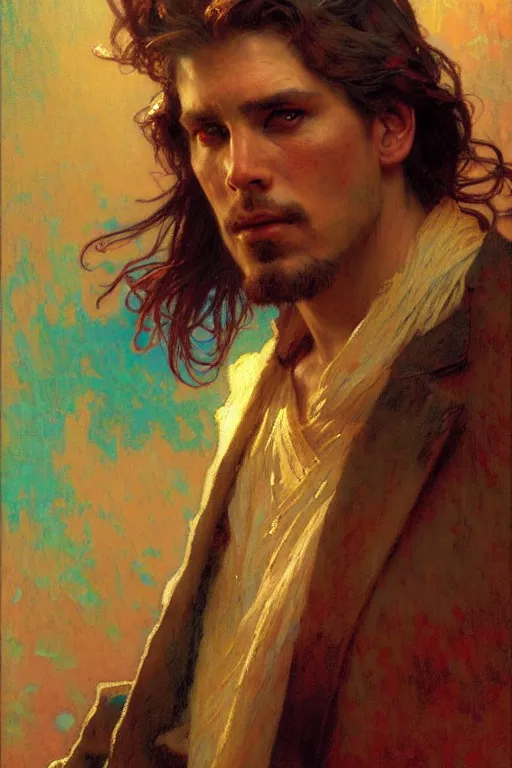 Image similar to attractive man, renaissance, cool colors, painting by gaston bussiere, craig mullins, greg rutkowski, alphonse mucha