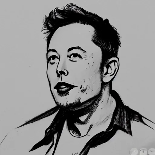 Prompt: a badly-drawn pencil sketch of elon musk