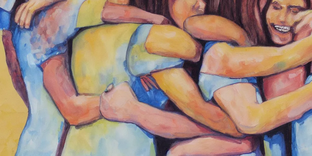 Prompt: detailed painting of a group hug