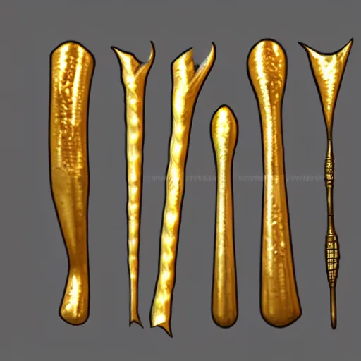 Image similar to polished gold tools designed in the style of body horror
