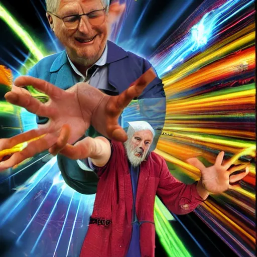 Image similar to a wizard destroys his computer with magical energy, by david mattingly, layout inspired by stock photos.