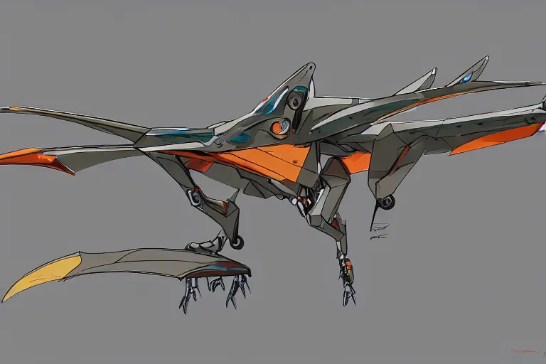 Image similar to a pteranodon mecha fighter boeing concept art